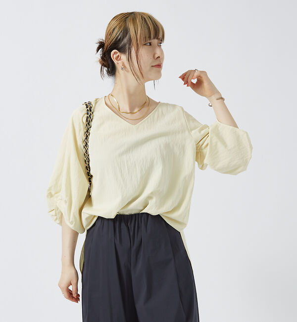 Rouge vif「袖タックブラウス」|シャツ・ブラウス|