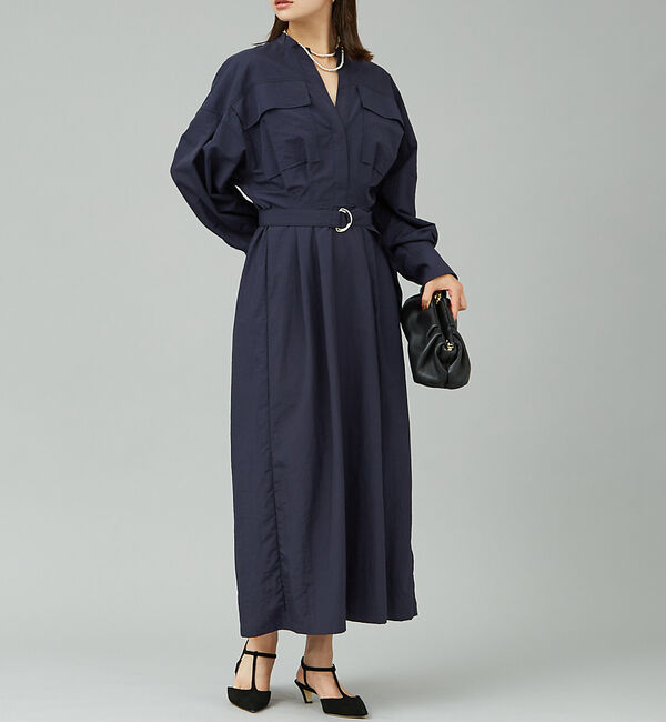 Rouge vif「ウエストマークシャツワンピース」|ワンピース|ネイビー