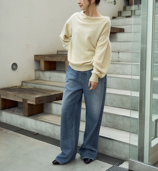 Rouge vif「ラクーン混パフスリーブニットプルオーバー」|ニット・セーター|