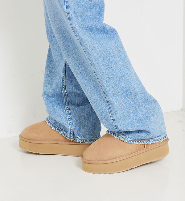 Rouge vif「【EMU/エミュー】PLATFORM MICROショートムートンブーツ」|ショートブーツ|ベージュ