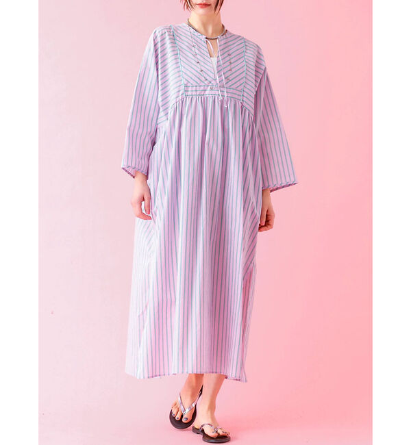 Rouge vif「【Le Melange/ル・メランジュ】ストライプスワンピース/ワンピース/スト」|ワンピース|ピンク