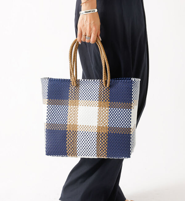 Rouge vif「【MOON BIRD/ムーンバード】手編みのメルカドバッグM/手編み/正方形【W」|トートバッグ|