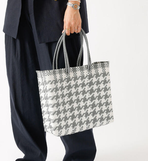 Rouge vif「【MOON BIRD/ムーンバード】手編みのメルカドバッグM/手編み/正方形【W」|トートバッグ|シルバー