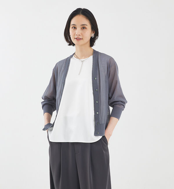 qualite「【アンサンブル対応】シアーコットンハイゲージカーデ」|カーディガン|