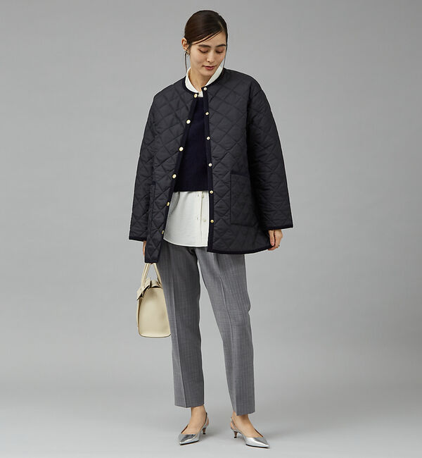 qualite「【TRADITIONAL WEATHERWEAR】キルティングノーカラーミドルブ」|ブルゾン・スタジャン|