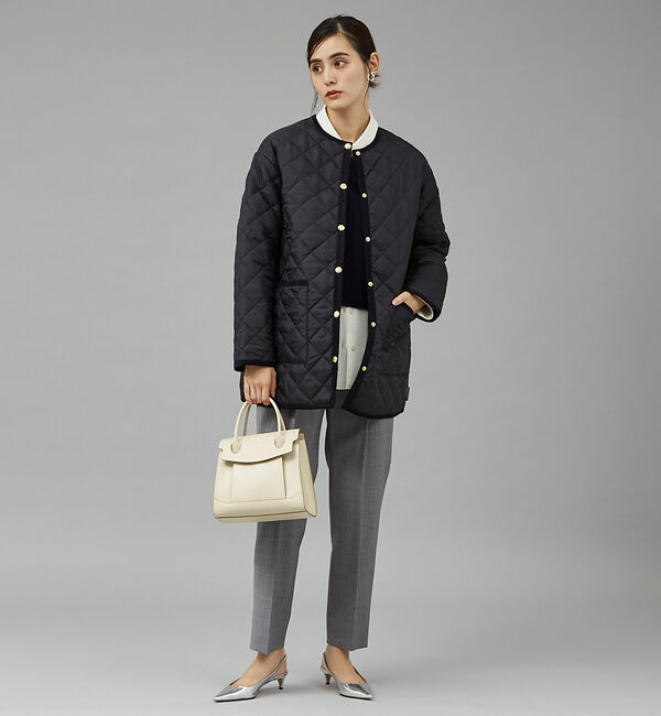 qualite「【TRADITIONAL WEATHERWEAR】キルティングノーカラーミドルブ」|ブルゾン・スタジャン|