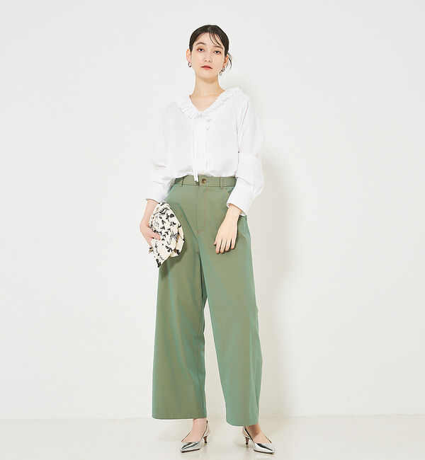 qualite「Vネックプリーツカラーブラウス」|シャツ・ブラウス|