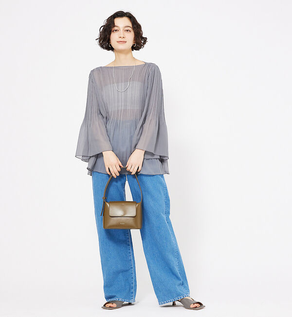 qualite「ランダムプリーツフレアーブラウス」|シャツ・ブラウス|