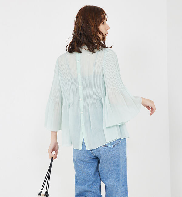 qualite「ランダムプリーツフレアーブラウス」|シャツ・ブラウス|