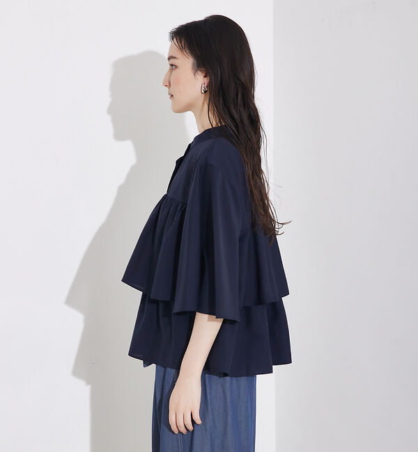 qualite「【接触冷感＆UVカット】ブライトローンフレアブラウス」|シャツ・ブラウス|