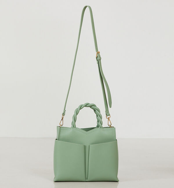 LOWELL things「TWISTE/ダブルポケット2WAYトート M」|ショルダー・メッセンジャー|セージグリーン