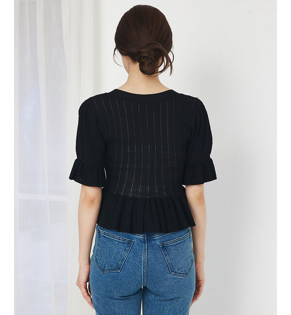 SELFIST「ビジューボタン付きペプラムニットカーデ」|カーディガン|