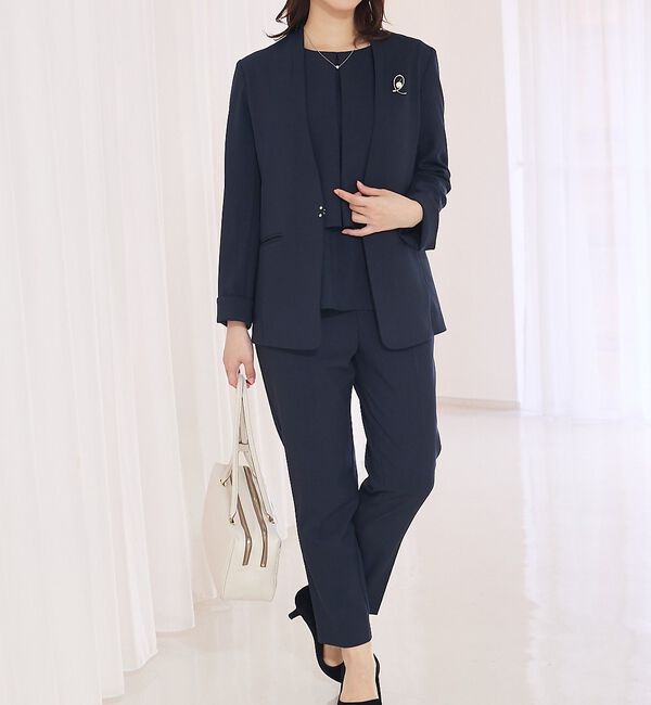 abahouse mavie「【エニデイカセット】ノーカラージャケット＆バックフレアパンツセットアップ」|スーツ|