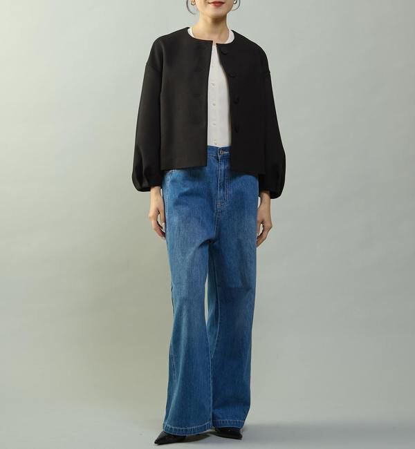 TIARA「ボリュームスリーブジャケット」|ノーカラージャケット|