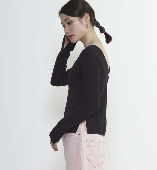 Soffitto「バックオープンボートネックニット」|ニット・セーター|