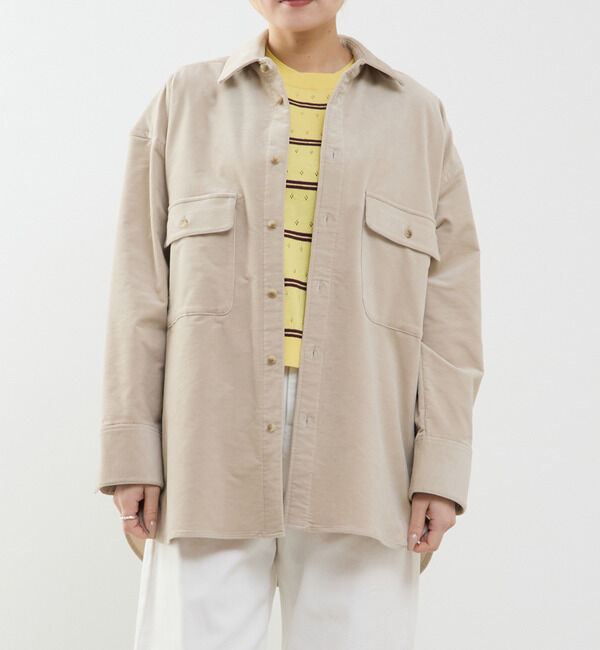 SOFFITTO「【A_/エース】コーデュロイオーバーシャツ」|シャツ・ブラウス|グレイッシュベージュ