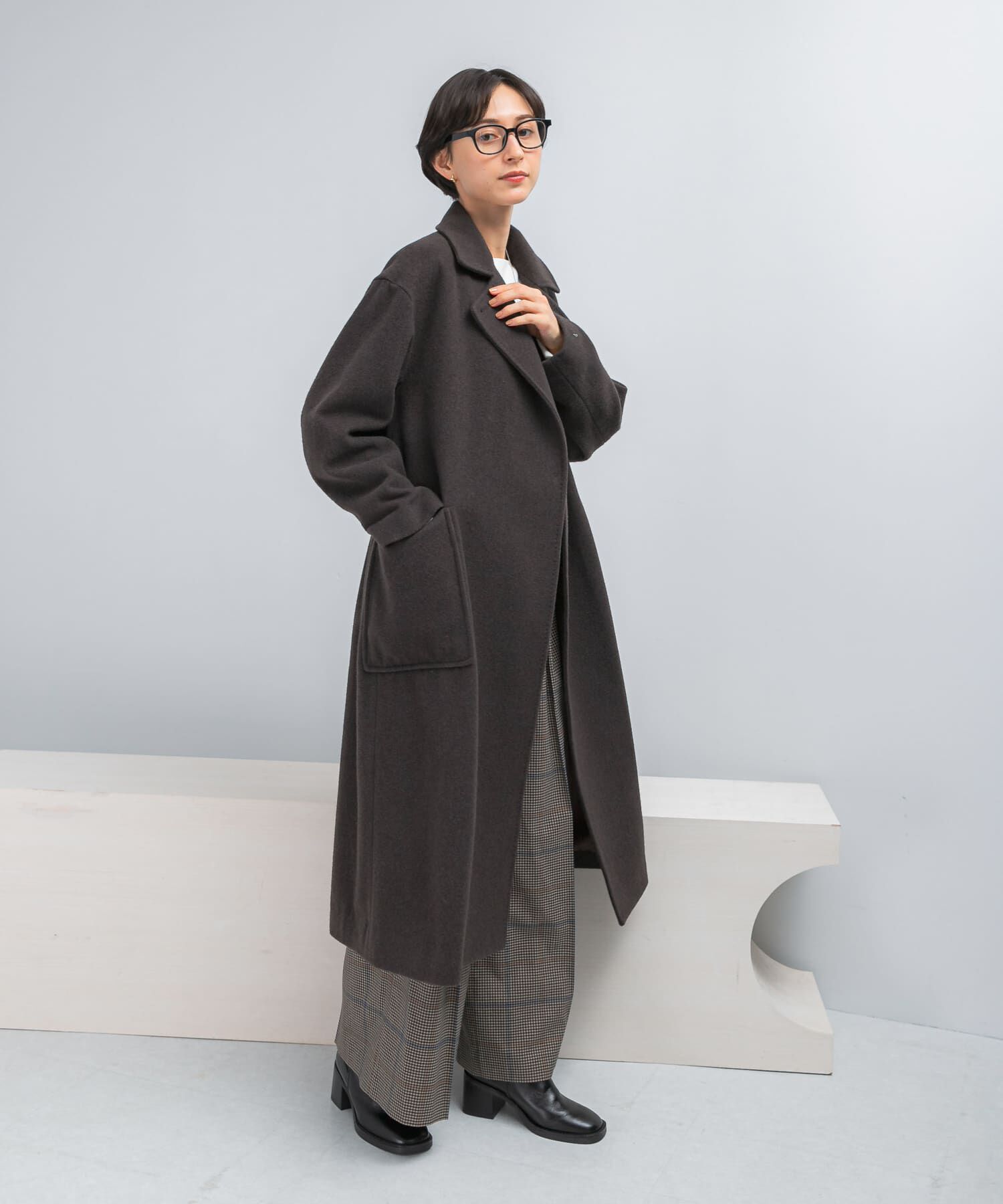 URBAN RESEARCH ROSSO「ウールカシミヤコート」|ノーカラーコート|