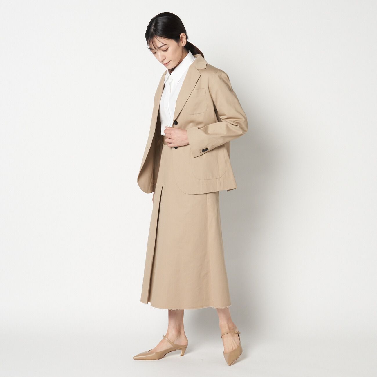 HELIOPOLE「HELIOPOLE COTTON TWILL FLARE SKIRT」|スカート|