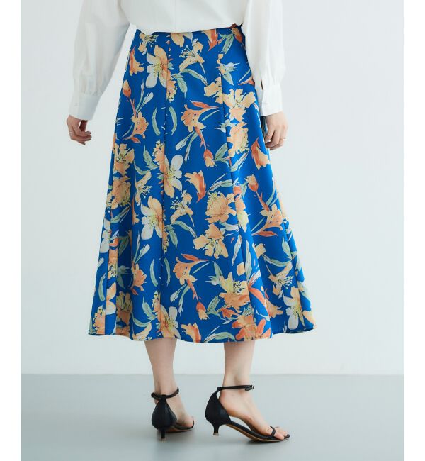 le.coeur blanc「《手洗い可能》カラービッグフラワーフレアスカート」|フレア|