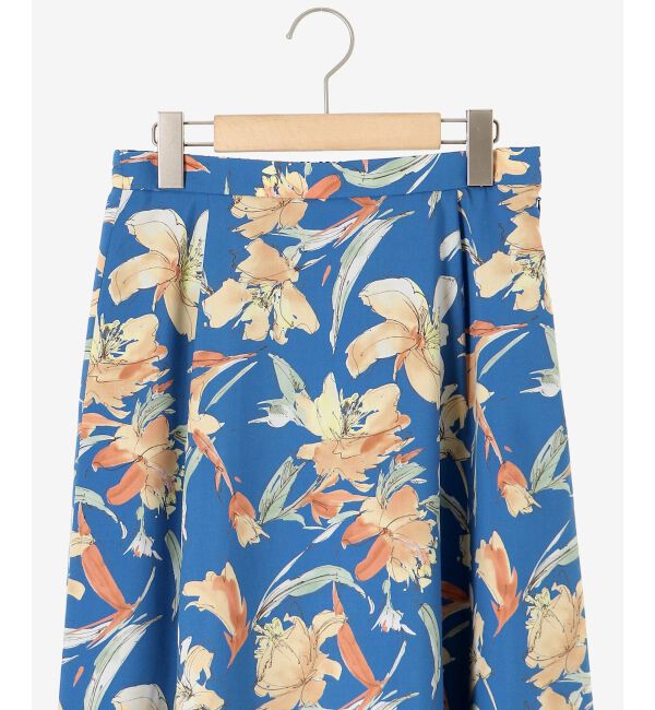 le.coeur blanc「《手洗い可能》カラービッグフラワーフレアスカート」|フレア|