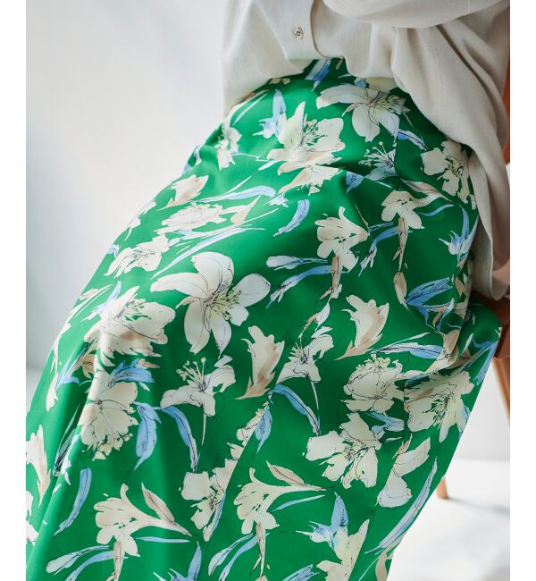 le.coeur blanc「《手洗い可能》カラービッグフラワーフレアスカート」|フレア|