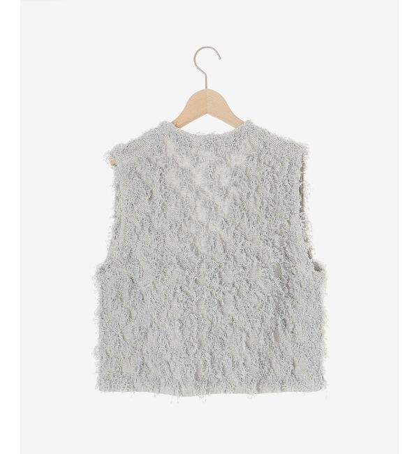 le.coeur blanc「《手洗い可能》フリンジ編みVネックベスト」|ベスト・ジレ|