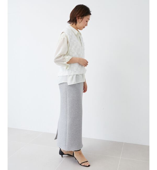 le.coeur blanc「《手洗い可能》フリンジ編みVネックベスト」|ベスト・ジレ|