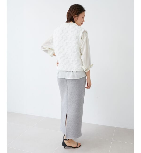 le.coeur blanc「《手洗い可能》フリンジ編みVネックベスト」|ベスト・ジレ|