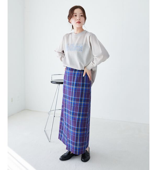  「カラミチェックストレートスカート」|スカート|