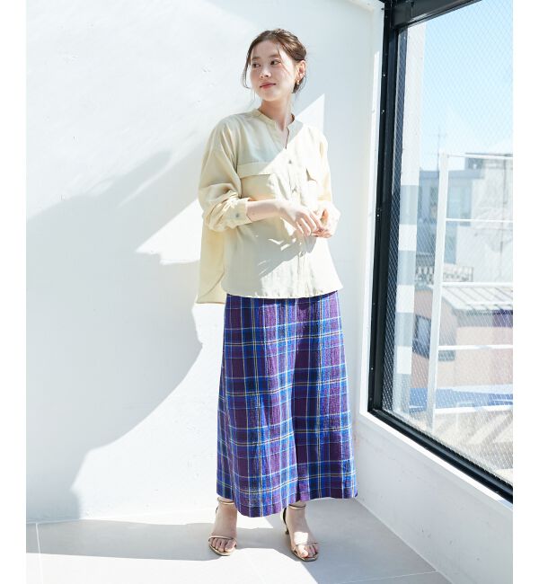 「カラミチェックストレートスカート」|スカート|