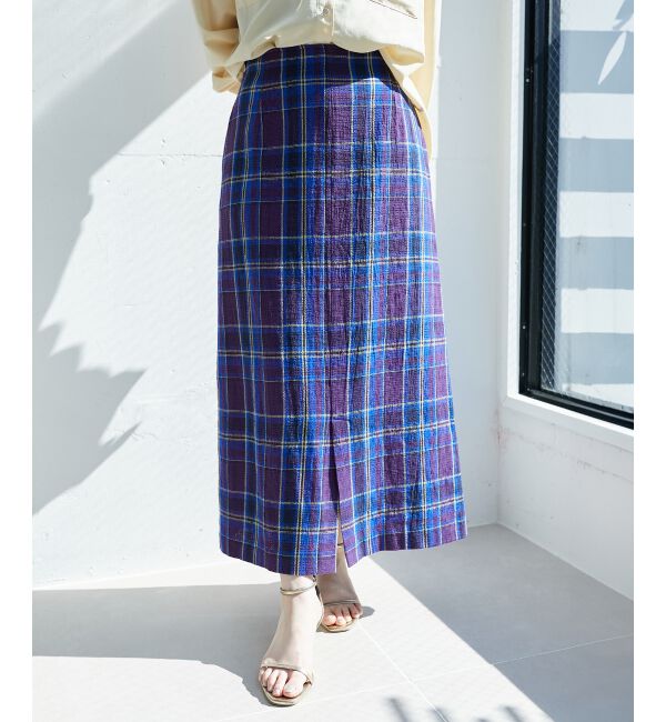  「カラミチェックストレートスカート」|スカート|
