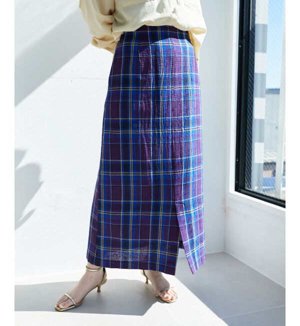  「カラミチェックストレートスカート」|スカート|