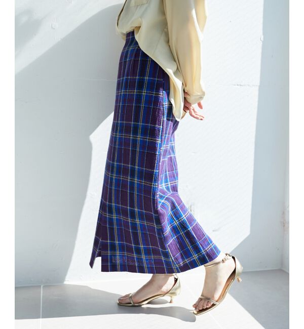  「カラミチェックストレートスカート」|スカート|
