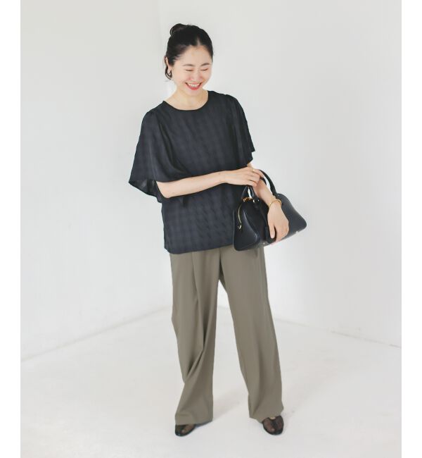  「《手洗い可能》ギンガムギャザーフレアスリーブブラウス」|シャツ・ブラウス|