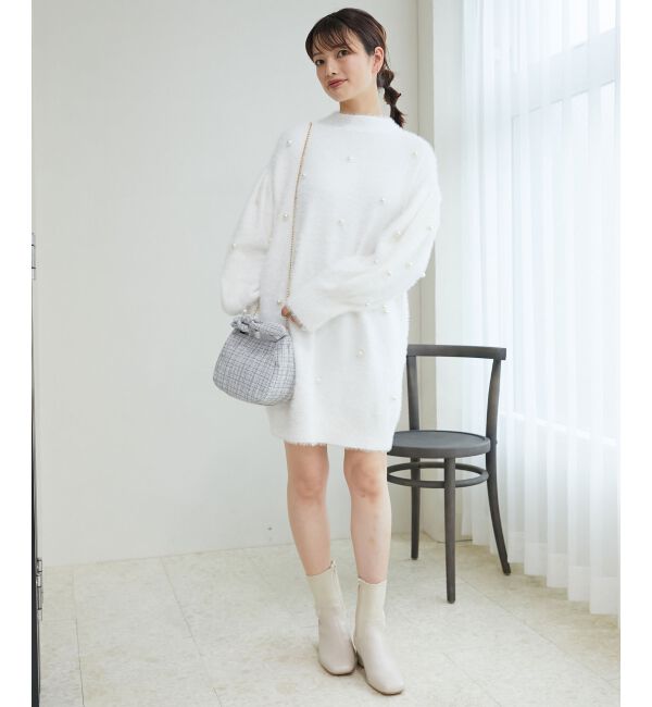 MAJESTICLEGON「リボンハンドルツイードバッグ」|ハンドバッグ|