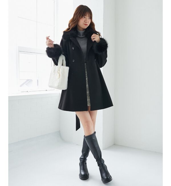 MAJESTICLEGON「2wayフェイクファーカラーフレアコート」|その他|