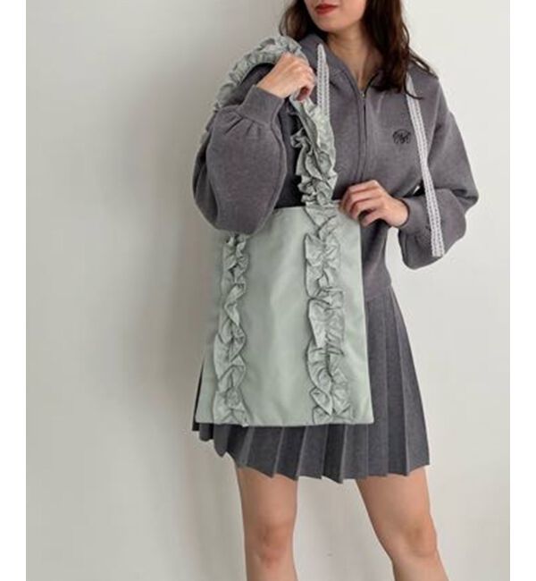 MAJESTICLEGON「ボリュームフリルハンドルトート」|トートバッグ|サックス