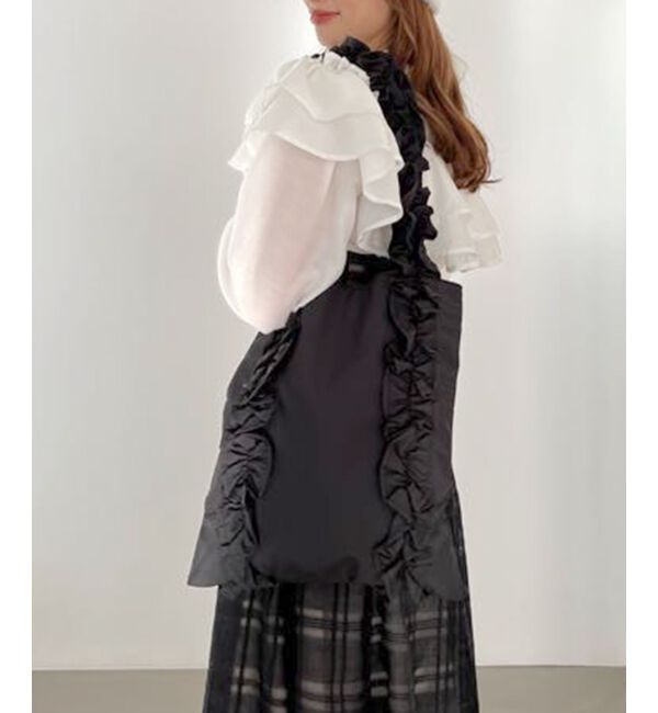 MAJESTICLEGON「ボリュームフリルハンドルトート」|トートバッグ|ブラック