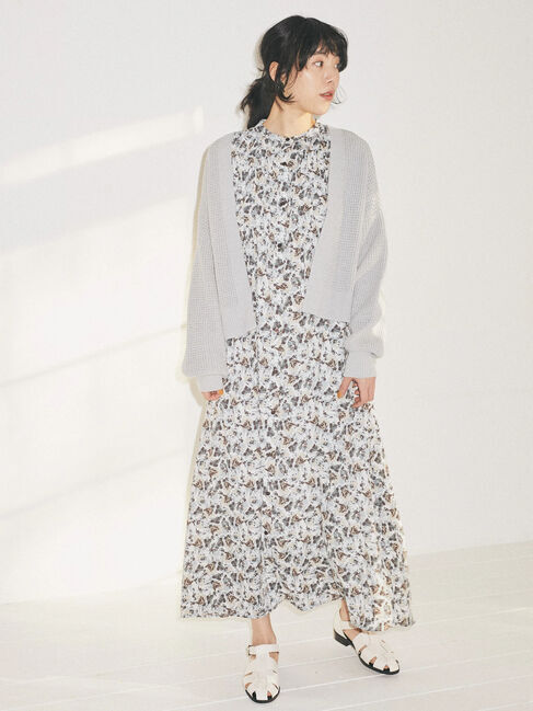 earth music&ecology「シャーリングギャザーワンピース(フラワー)」|ワンピース|