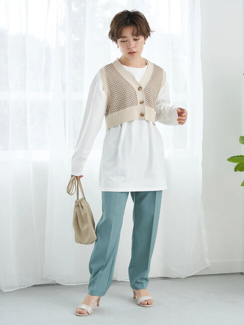 earth music&ecology「SET2点 ジャガードベスト+ロンT」|ニット・セーター|