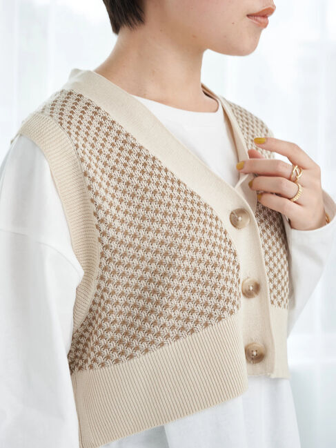 earth music&ecology「SET2点 ジャガードベスト+ロンT」|ニット・セーター|