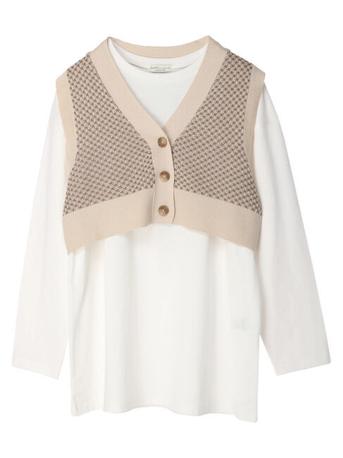 earth music&ecology「SET2点 ジャガードベスト+ロンT」|ニット・セーター|