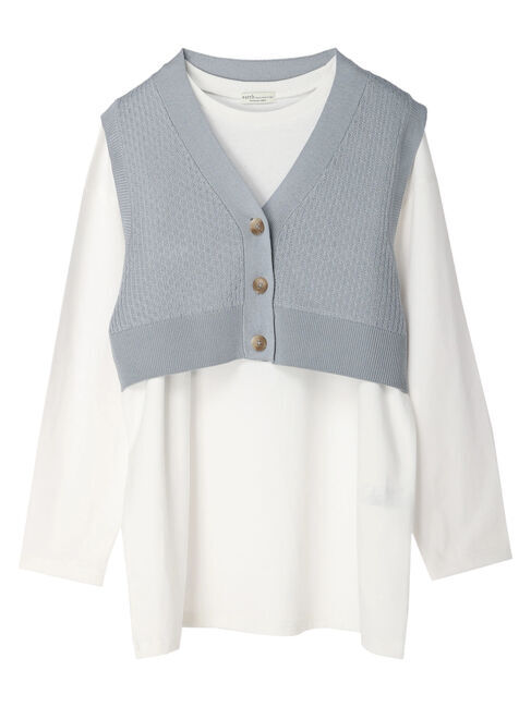 earth music&ecology「SET2点 ジャガードベスト+ロンT」|ニット・セーター|