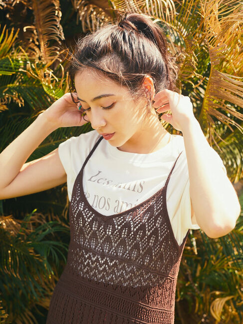 earth music&ecology「クロッシェ編キャミワンピース」|ワンピース|
