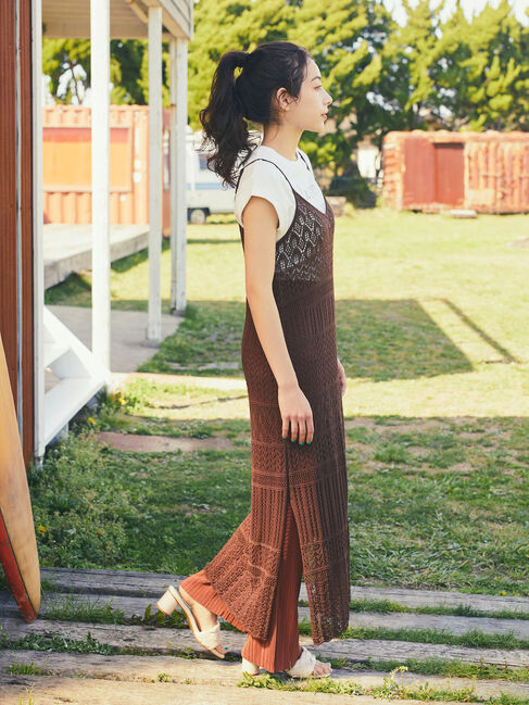 earth music&ecology「クロッシェ編キャミワンピース」|ワンピース|