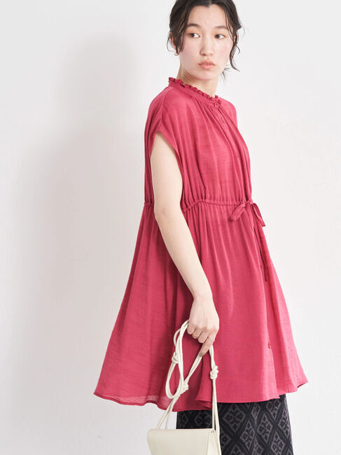 earth music&ecology「フレンチスリーブチュニック」|チュニック|ダークピンク