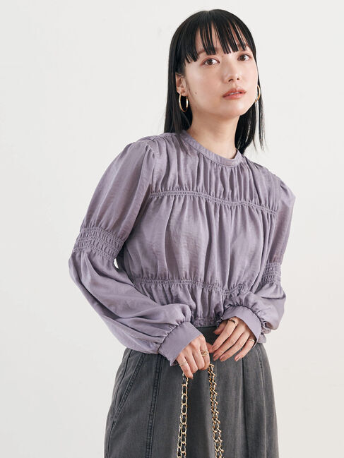 earth music&ecology「オニオンスリーブブラウス」|シャツ・ブラウス|ラベンダー