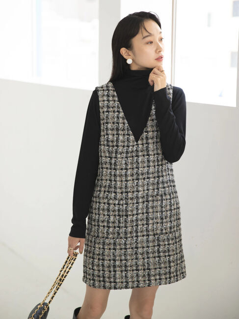 earth music&ecology「ツイードジャンパースカート」|ワンピース|