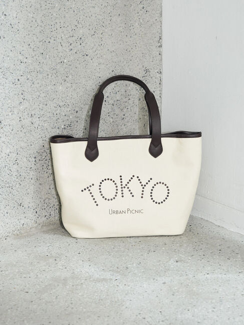 earth music&ecology「キャンバスコンビトート」|ハンドバッグ|アイボリー