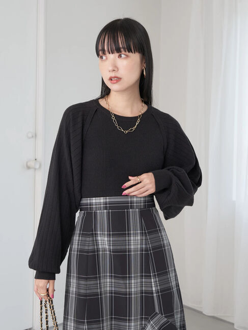 earth music&ecology「ボレロレイヤード風ニットプルオーバー」|ニット・セーター|